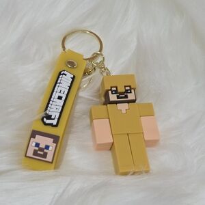 Yellow Minecraft Keychain for Kids